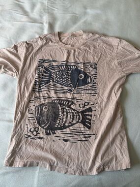 Beige Fish Graphic T-Shirt